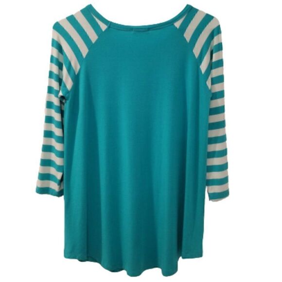 OCCASIONALLY Made Super Soft Teal Striped Shirt - Picture 3 of 4